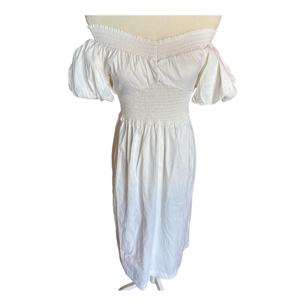 A.L.C. Adena White Off Shoulder Midi Dress Puff Sleeve Size 2 NWT - Picture 10 of 10